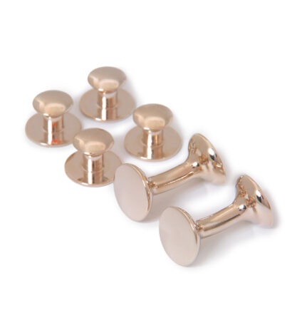 (product) Round Rose Gold Stud and Cufflink Set
