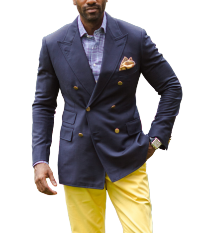 (product) Navy Solid Weave Nano 120S Blazer