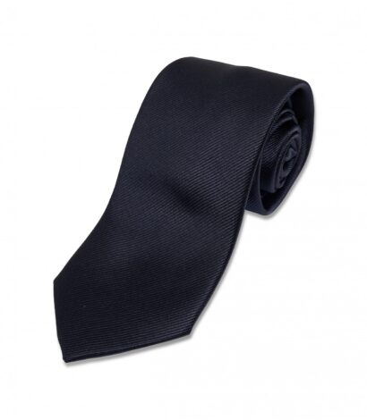 (product) Dark Navy Imperial Twill Silk Necktie, Rolled