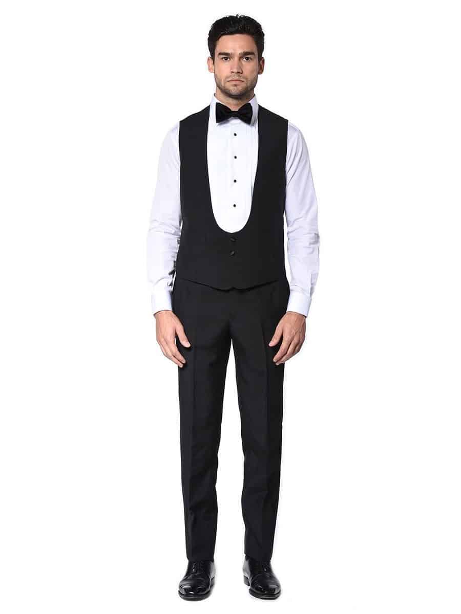 (product) Black Wool Mohair Bespoke Suit Vest