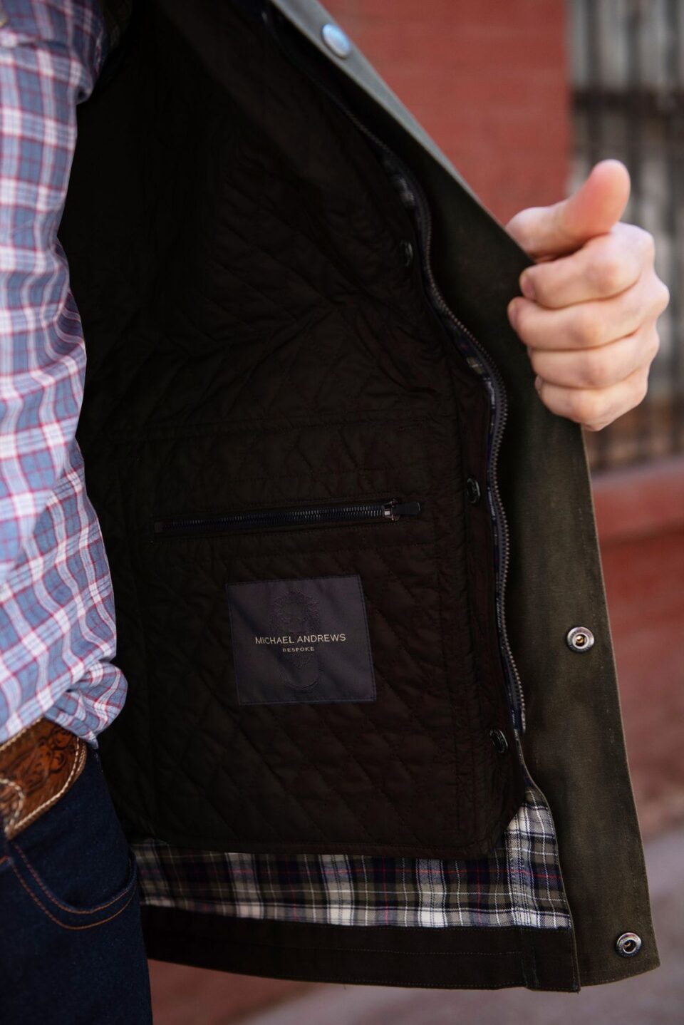 Michael Andrews Bespoke Trailmaster Jacket, interior view