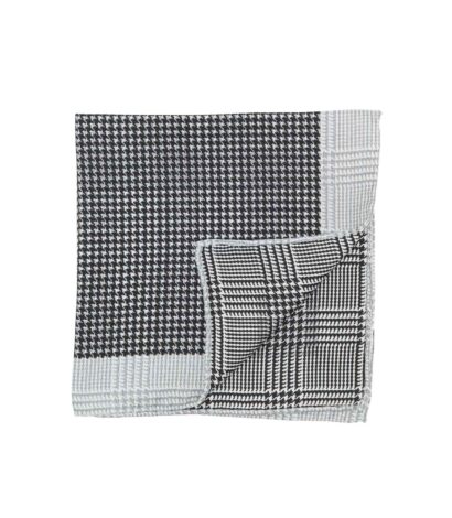 (product) Black Double Sided Houndstooth and Glencheck Pocket Square, Folded