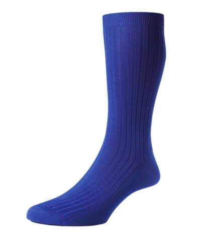 (product) Pantherella Danvers Mid-Calf Cotton Socks - Ultramarine