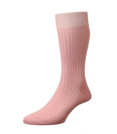 (product) Pantherella Danvers Mid-Calf Cotton Socks - Dusky Pink