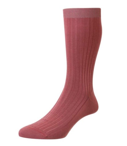 (product) Pantherella Danvers Mid-Calf Cotton Socks - Rose Pink
