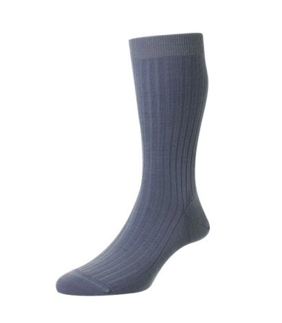 (product) Pantherella Laburnum Mid-Calf Wool Socks - Blue Mist