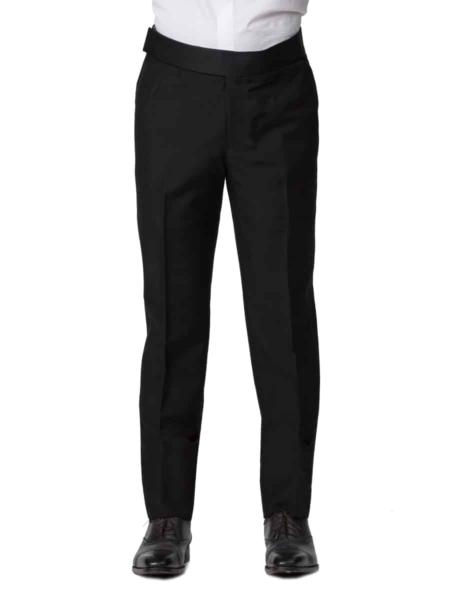 (product) Black Mohair Classic Bespoke Tuxedo Trouser, front view