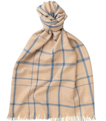(product) Camel Lightweight Merino Semi-Plain Scarf, Knotted