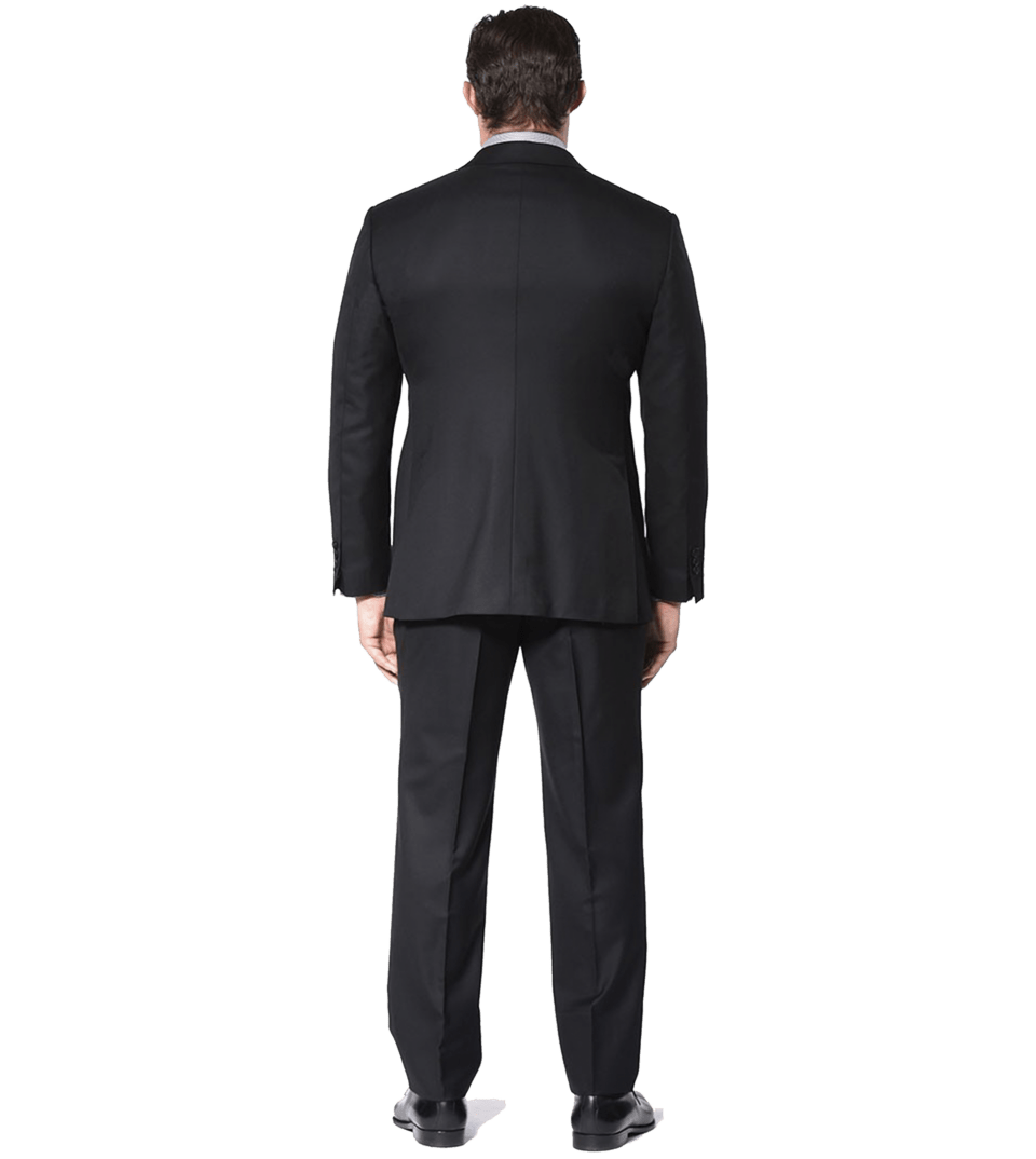 Black two-button Super 110's Bespoke Suit - Back view