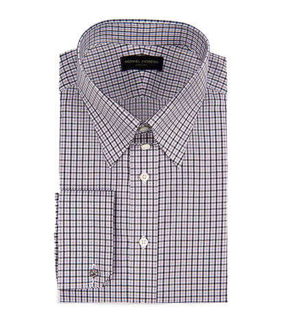 (product) Charcoal Tattersall, Tab-Collar Shirt