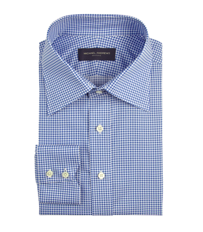 (product) Blue Printed Dot Motif Italian Collar Shirt