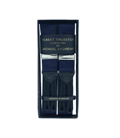 Albert Thurston Midnight Solid Suspenders with Silver Hardware
