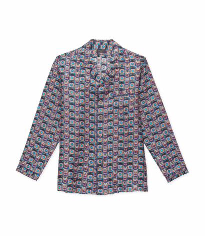 Multi-Color Geometric Silk Pajama Shirt