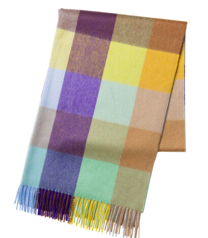 Default Title Block Check Cashmere Stole Multi-Coloured