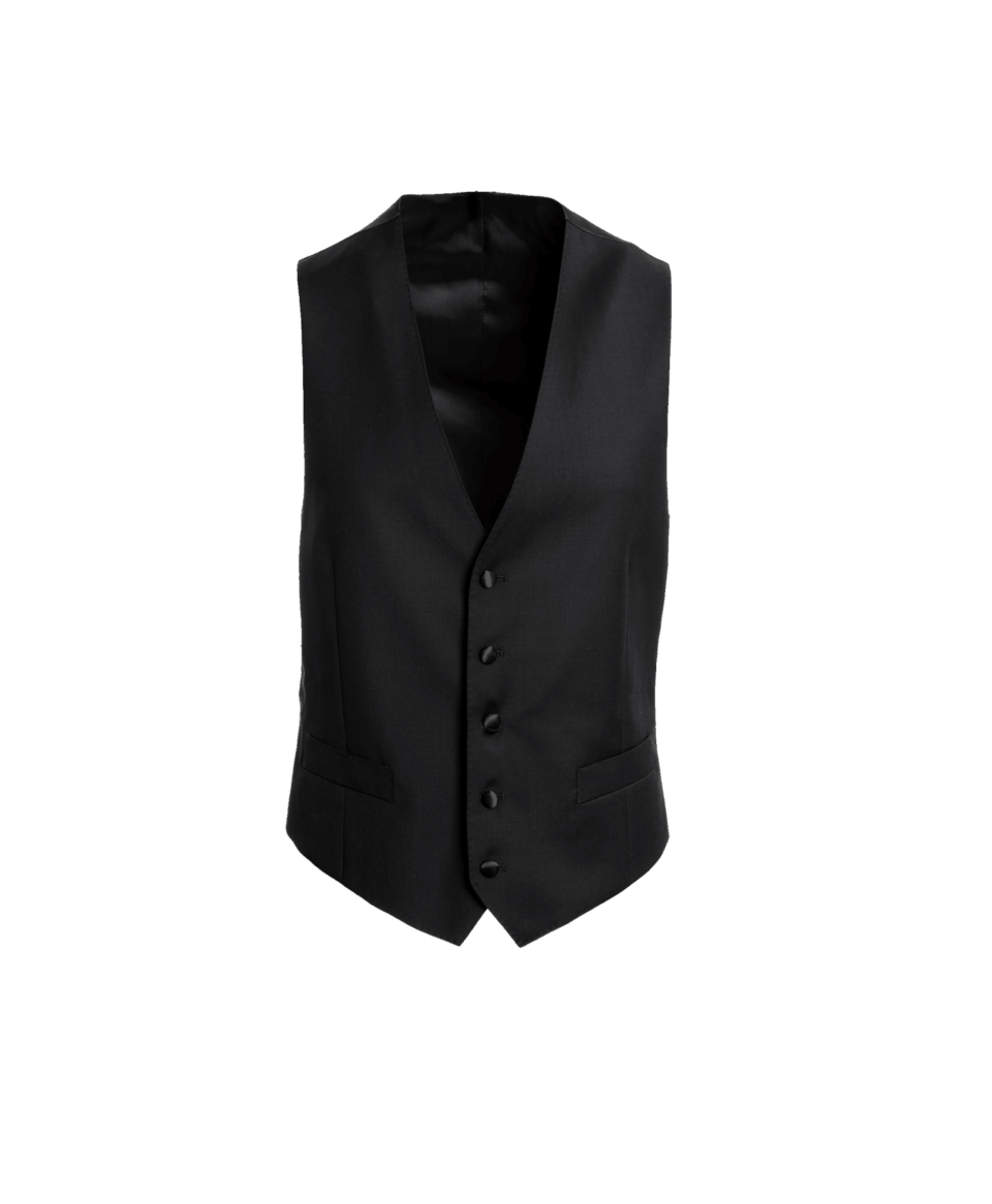 Black Wool Tuxedo Vest (In-Stock) Product Photo