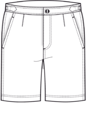 Technical sketch of 7-inch inseam shorts