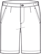 Technical sketch of 9-inch inseam shorts