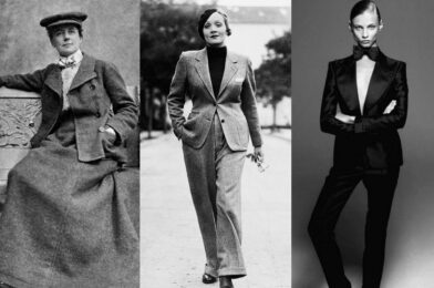 Images showing the evolution of women’s suits