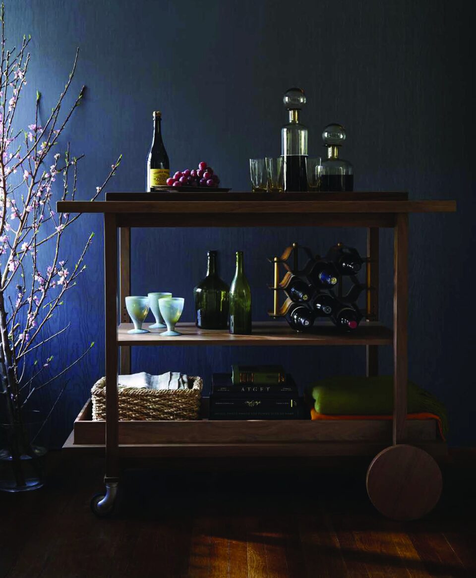 Bar cart setup, from 'The Art of the Bar Cart: Styling & Recipes