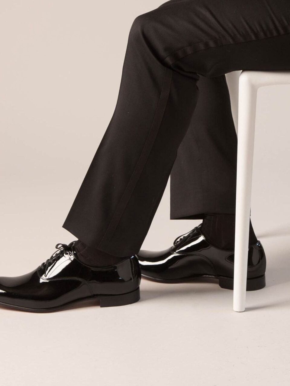 Pantherella Asberley Over-the-Calf Formal Silk Socks, styled with black formal shoes and trousers