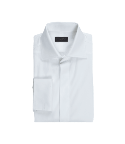 White Poplin Fly Front Tuxedo Shirt - He Spoke Style Shop