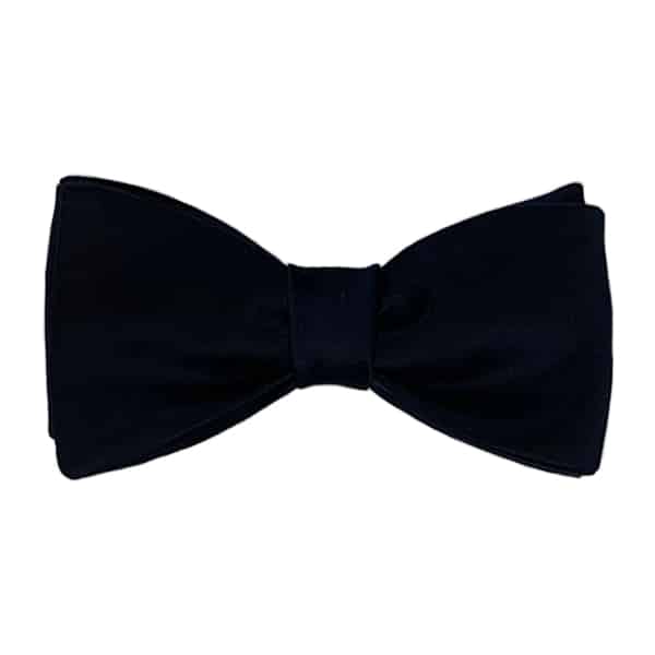 (product) Black Silk Satin Pre-Tied Bowtie (2 1/2