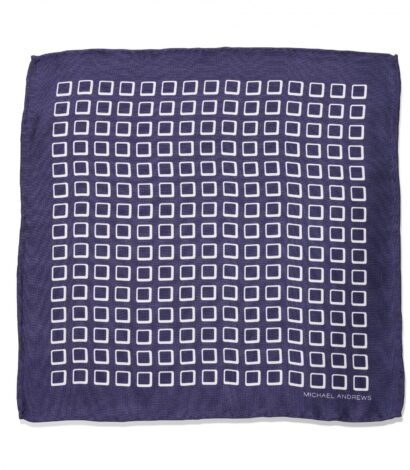 (product) Blue Retro Geometic Print Pocket Square