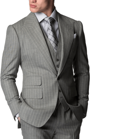 (product) Light Grey Pinstripe Bespoke Suit