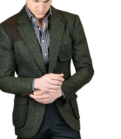 Dark Olive Herringbone Bespoke Sport Coat