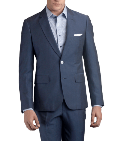 Medium Blue Two-button Wool-Linen Blend, made-to-measure Suit