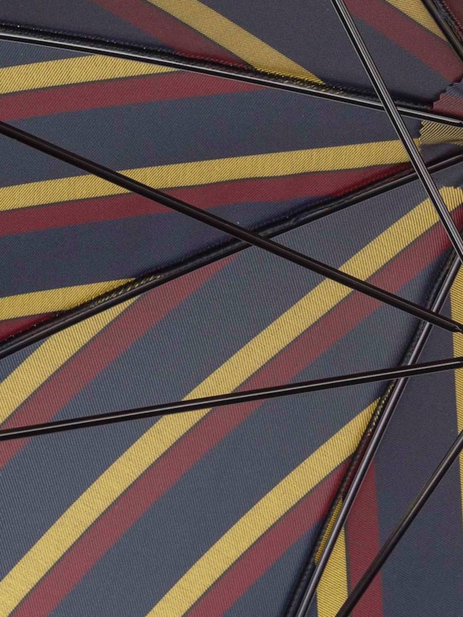 (product) Large Striped Umbrella With Chestnut Handle, Inside view