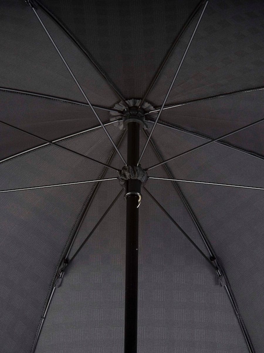 (product) Black Patterned Umbrella with Chestnut Handle, Inside view