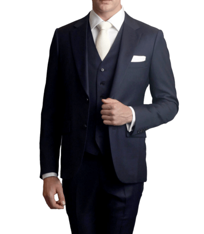 Navy Blue Twill Two-button Wool, made-to-measure Suit