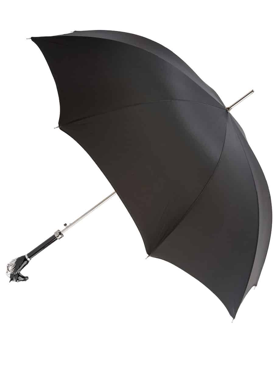(product) Black Horse Head Umbrella, Open view
