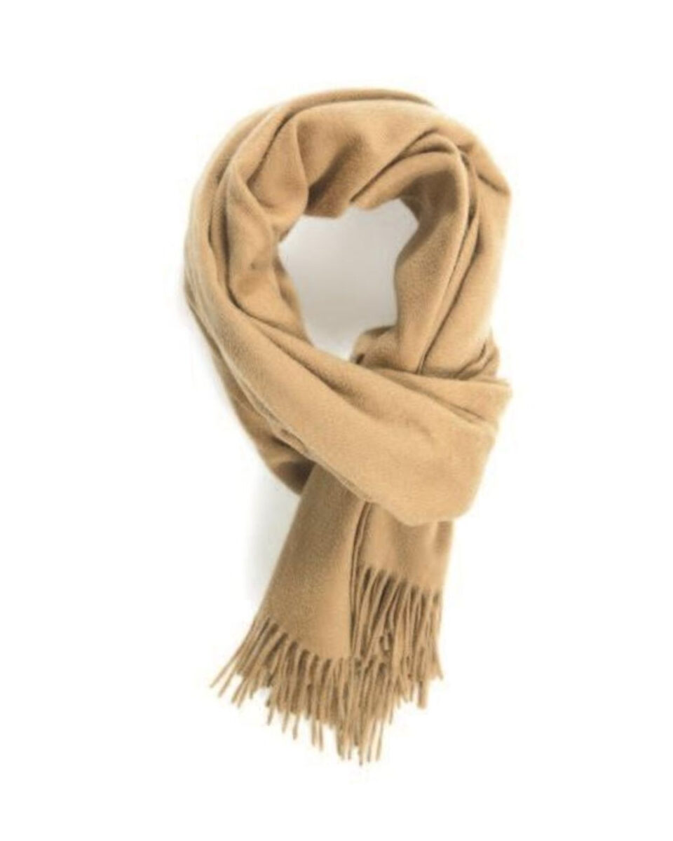 (product) Sand Plain Ripple Cashmere Stole, Looped