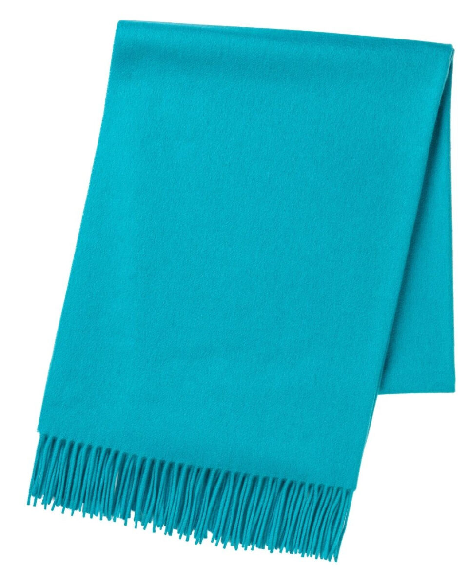 (product) Peacock Plain Cashmere Stole, folded