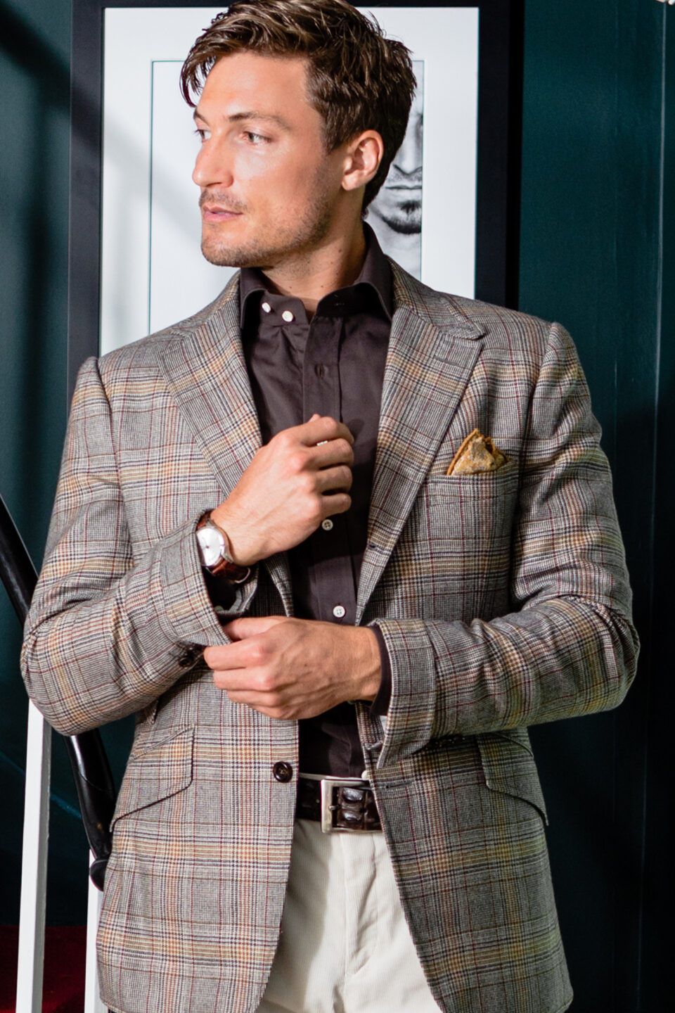 (product) Light Brown Twill Prince Of Wales Sport Coat