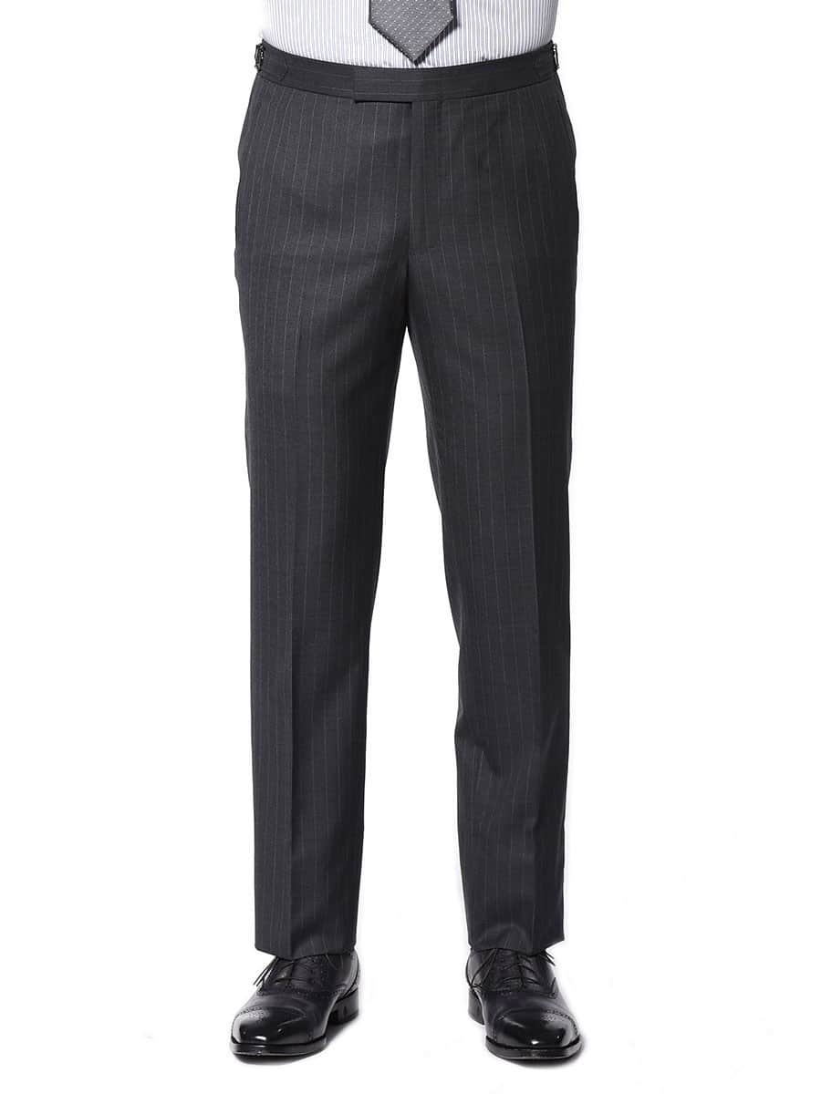 (product) Charcoal Twill Stripe Bespoke Suit, pants detail