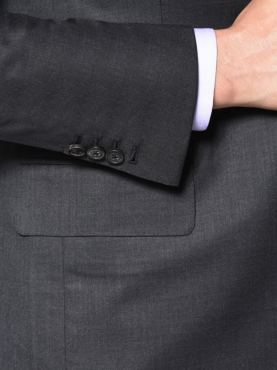 (product) Charcoal Twill Bespoke Suit, cuff detail