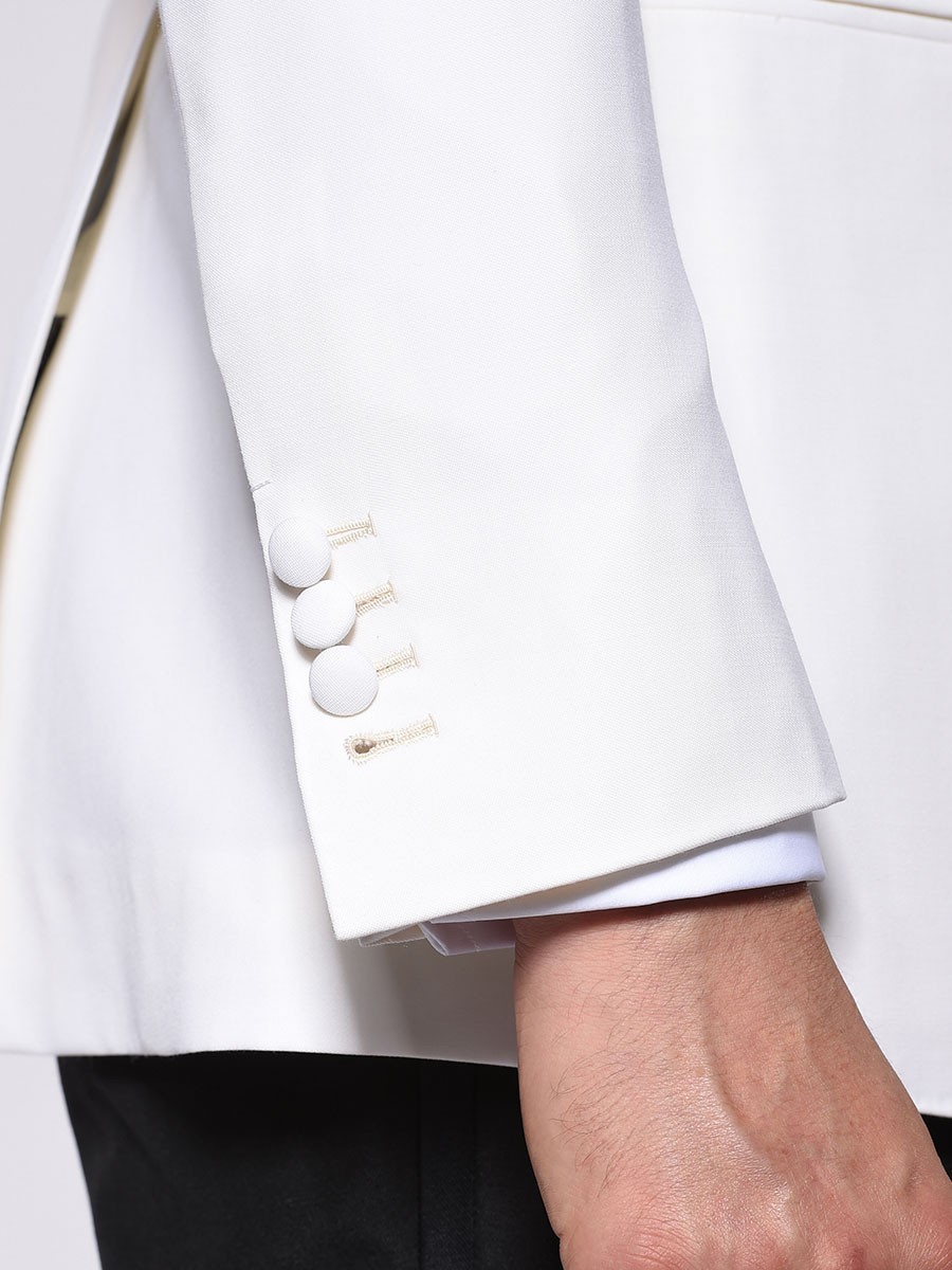(product) Ivory Barathea Classic Bespoke Dinner Jacket, cuff detail