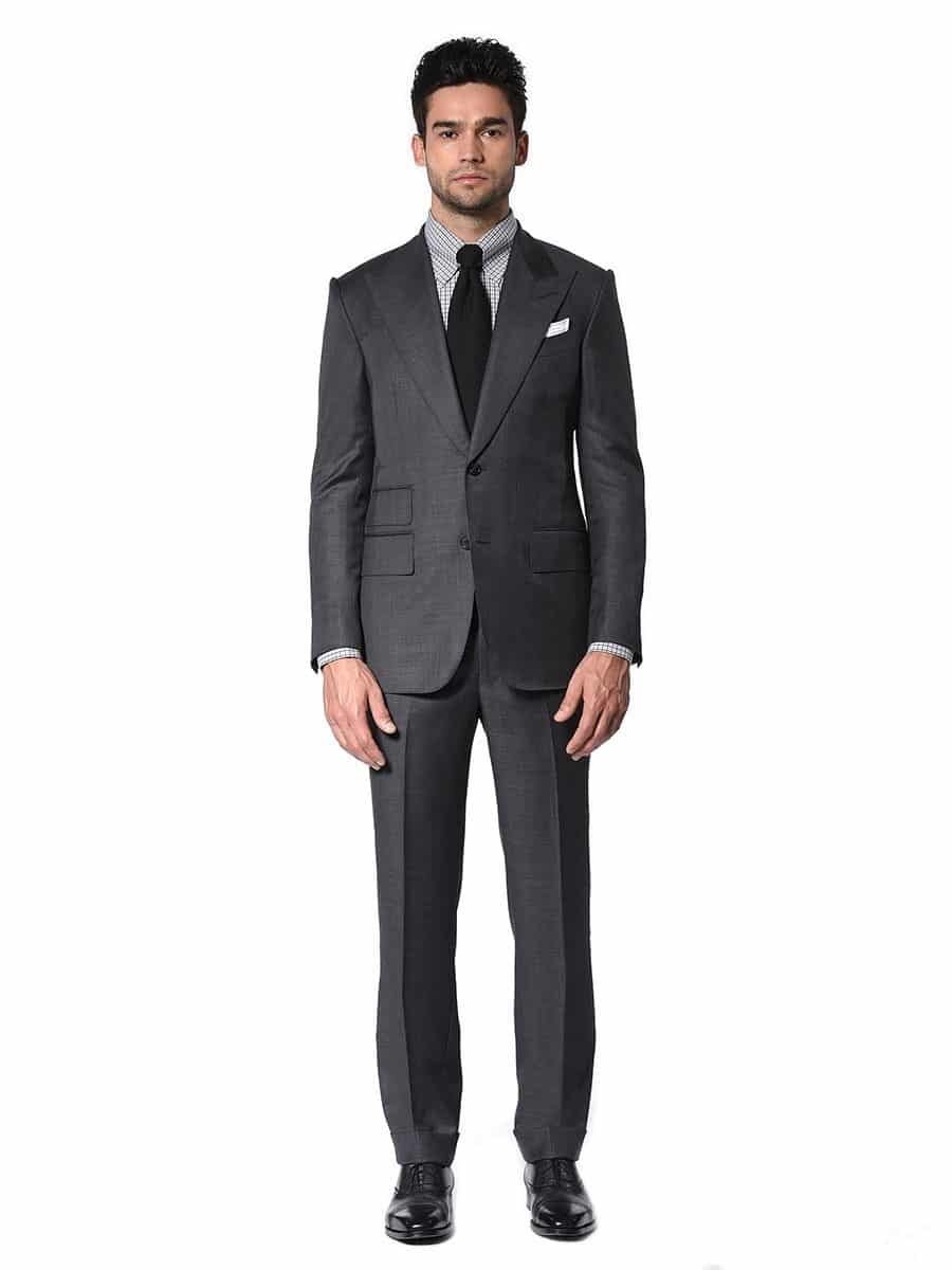 (product) Mid-Grey Sharkskin Bespoke Suit
