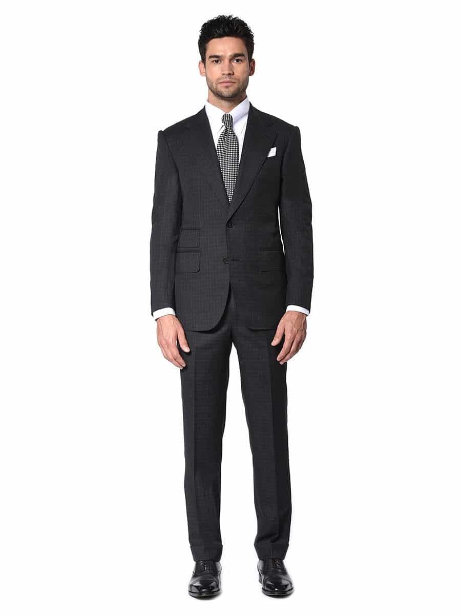 (product) Charcoal Gun Check Bespoke Suit