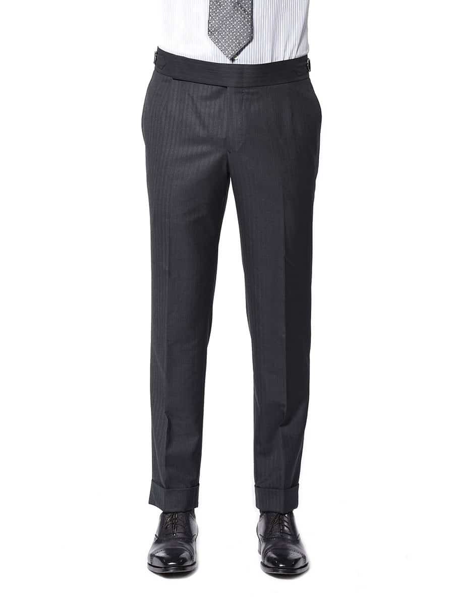 (product) Charcoal Stripe 6x2 DB Bespoke Suit, pants detail