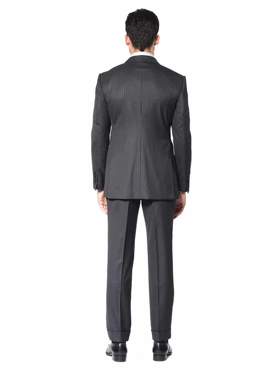 (product) Charcoal Stripe 6x2 DB Bespoke Suit, back view