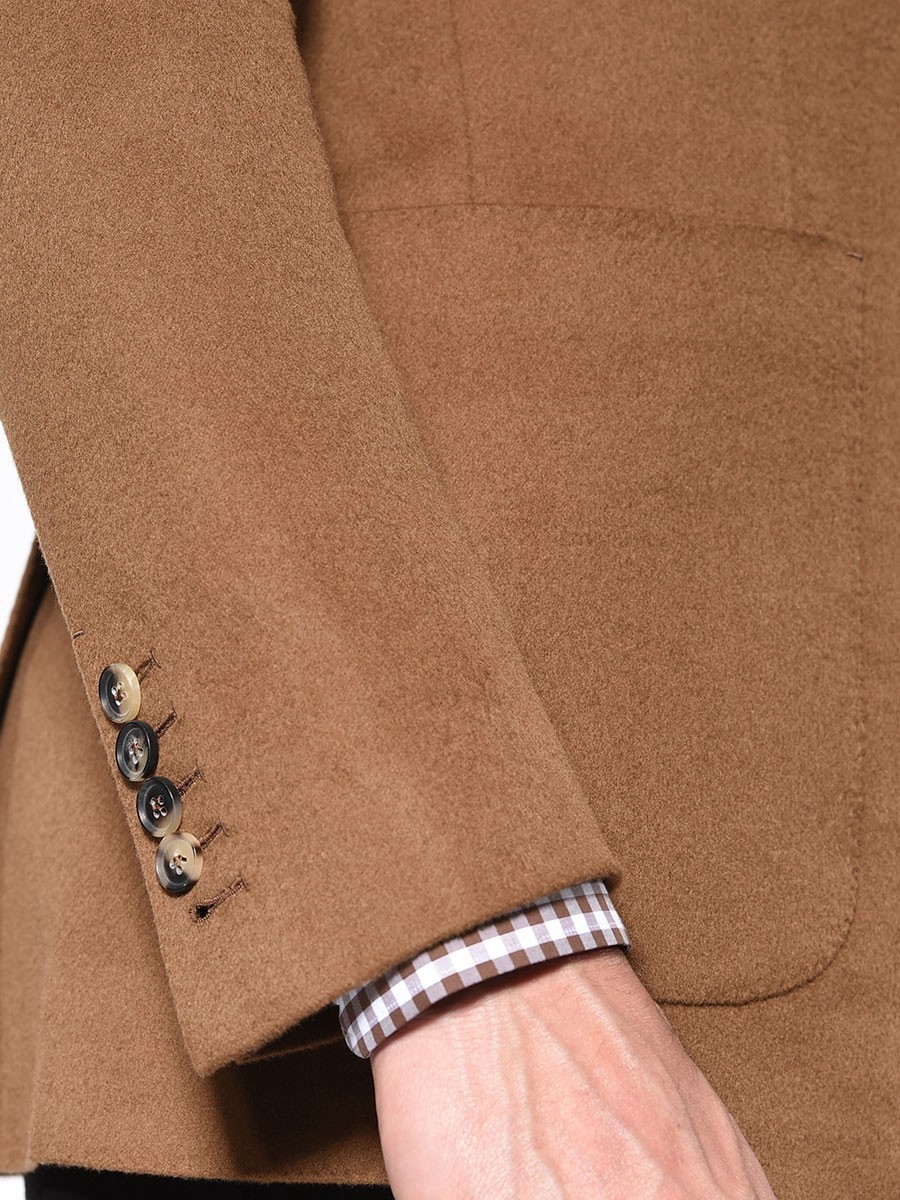(product) Dark Caramel Bespoke Sport Coat, Cuff detail