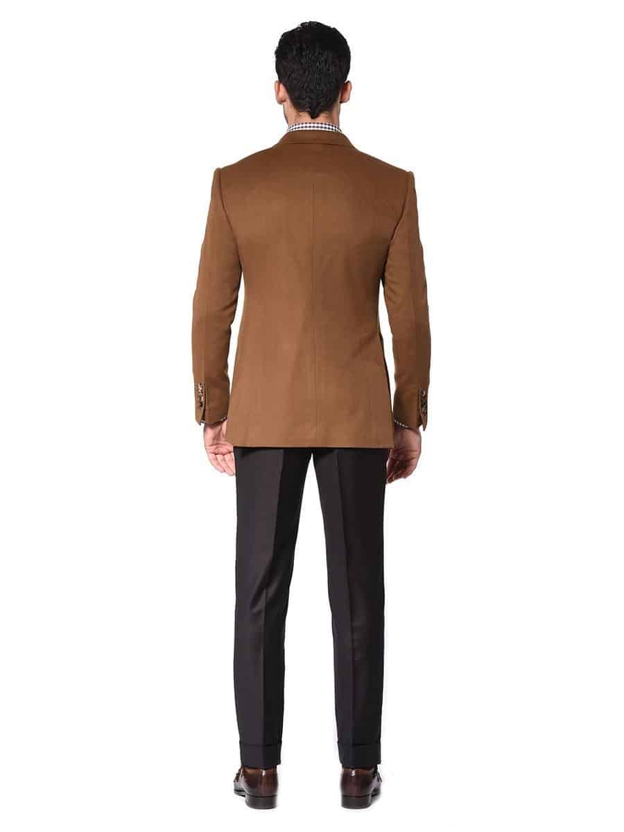 (product) Dark Caramel Bespoke Sport Coat, Back view