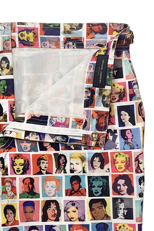 (product) Warhol Print Swim Shorts, close-up view