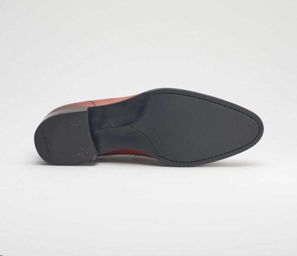 (product) Firenze Burnished Marmo Brown Loafer, Sole view