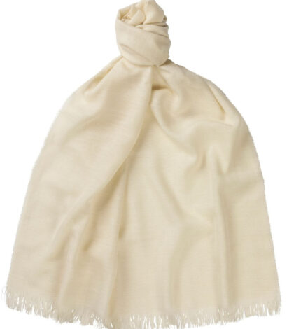 (product) White The Whitby Cashmere Lightweight Stole, Knotted