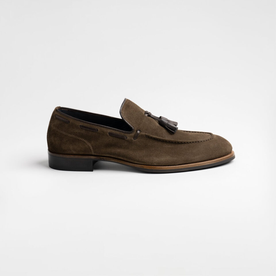 (product) Napoli Bark Suede Loafer, Single shoe side view